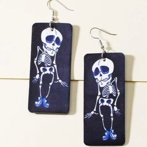 “Dancing Skeleton” Goofy Dorky Funny Skull Sneaker Gothic Punk Halloween Dangles